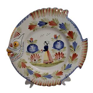 Vintage HB Henriot Quimper Fish Shaped Plate